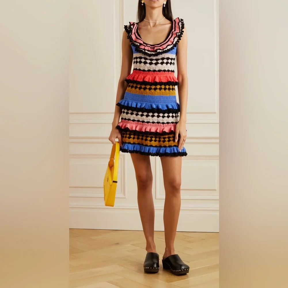 ZIMMERMANN Tiggy Frill crochet-knit cotton mini dress - Picture 2 of 12